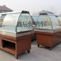 鑫辰熟食促销柜，卤肉卤菜展示柜，超市不锈钢熟食促销车