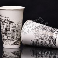 一次性16OZ加厚防烫纸杯500ml咖啡奶茶豆浆双pe淋膜外卖纸杯