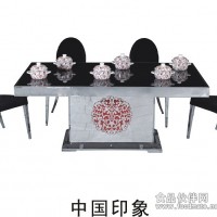 中国印象不锈钢餐桌
